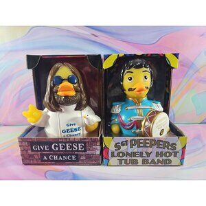 Celebriducks Set of 2 Rubber Ducks Sgt. Peepers/Give Geese a Chance New in Box